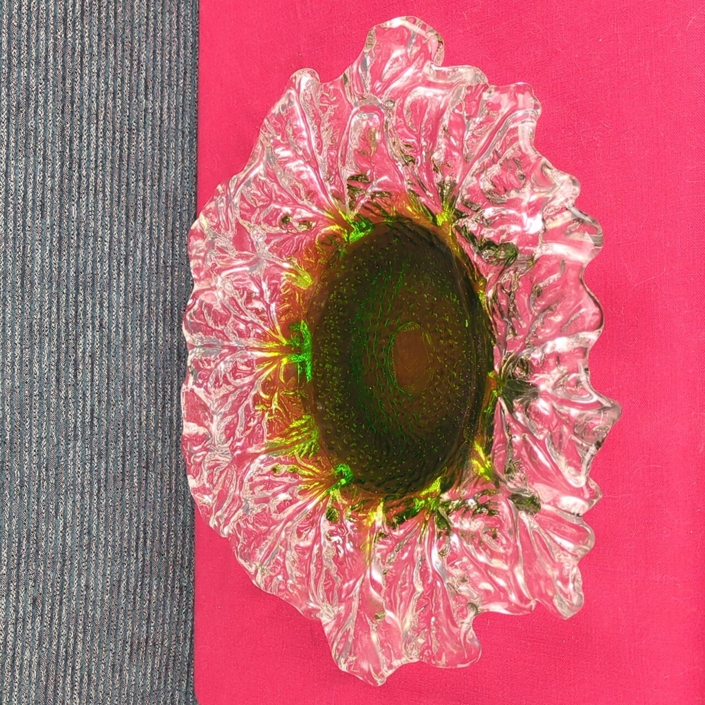 Humppila Finnish Glass Platter Signed, Designer Pertti Santalahti Vintage 1970s - Picture 8 of 12